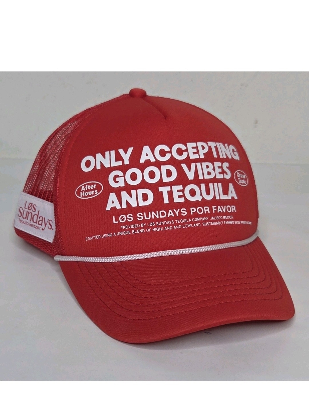 Los Sundays Drama Free Trucker Hat Good Vibes Tequila Snapback Red Streetwear